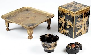 4 Japanese Meiji Era Lacquer Items