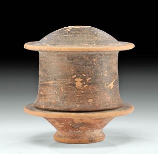 Campanian Hellenistic Pottery Lidded Pyxis