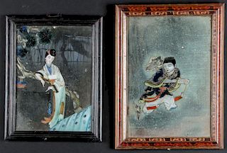 2 Chinese Reverse-Glass Mirror Paintings