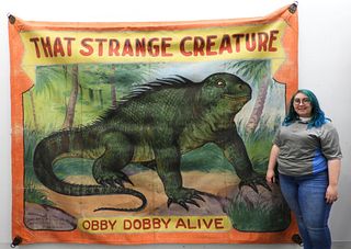 Fred Johnson Obby Dobby Side Show Circus Banner