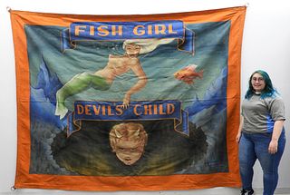 Jay Meah Fish Girl Sideshow Circus Banner