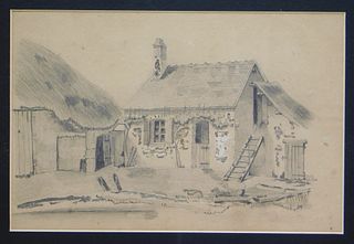 John Sell Cotman Cottage Pencil Drawing