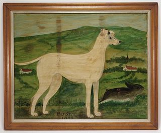 1894 American Folk Art Hunting Dog