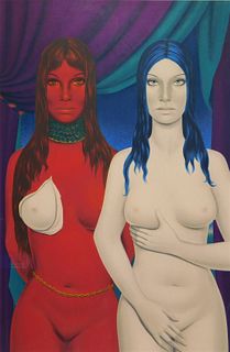 Felix Labisse Surrealist Nude Figures Lithograph
