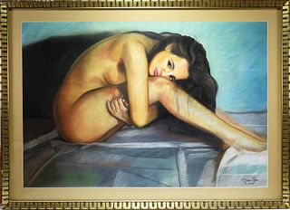 Dario Rojas Nude Woman Pastel Drawing
