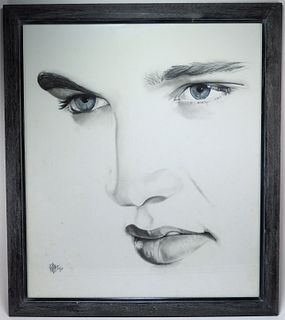 Modern Portrait of Elvis Presley Pencil Drawing