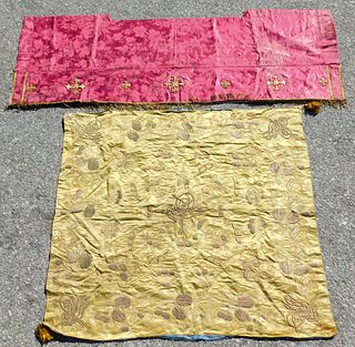2PC European Gold Thread Silk Textiles