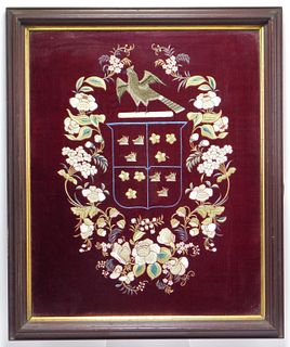 18C Coat of Arms Embroidered Textile