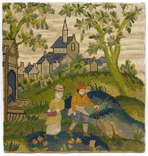 French Pictorial Aubusson Carpet Tapestry Fragment