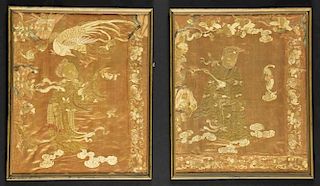 2 Framed Antique Chinese Silk Embroideries