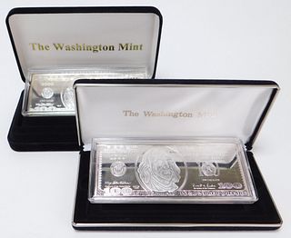 2PC Washington Mint $100 Silver Bill Bars