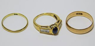 3PC 18K Gold Sapphire & Diamond Lady's Ring Group