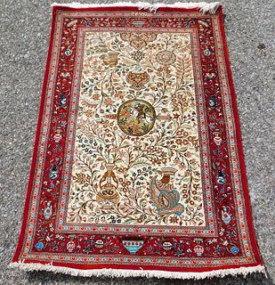Middle Eastern Oriental Pictorial Silk Rug