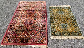 2PC Middle Eastern Red & Blue Rugs