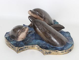 "Dolphin Treaty" Wyland Bronze