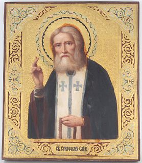 Exceptional Antique Russian Icon, Saint Seraphim