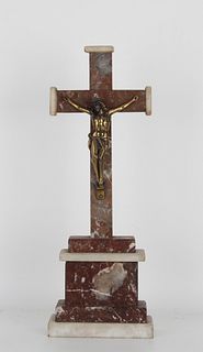 Marble Crucifix with Bronze Jesus