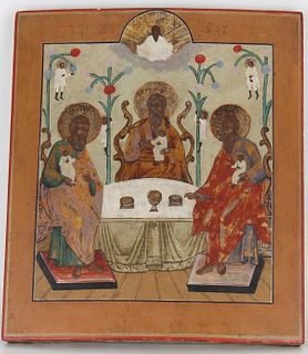 Large Antique Russian Icon, Patriarchs