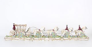 Luigi Fabris Porcelain Horse & Carriage Figurine