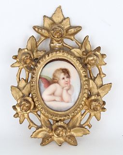 Antique Allegorical Hand Painted Porcelain Plaque