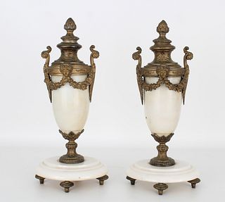 Pair of French Marble Cassolet