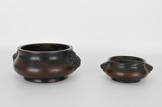 (2) Chinese Bronze Censers, Signed