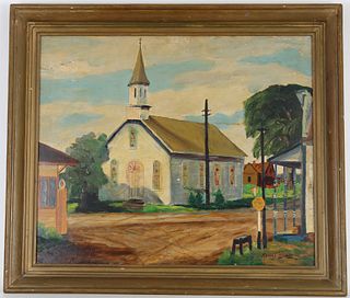 Morley Hicks (1877 - 1959) "Oconto, WI Church"