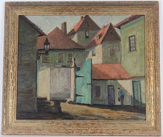 Morley Hicks (1877 - 1959) "Prague: Old Houses"
