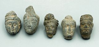 (5) Rare Gandharan Stone Heads - Indus Valley