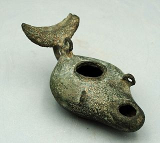 Roman Bronze Oil Lamp, ca. 1st - 3rd C. AD