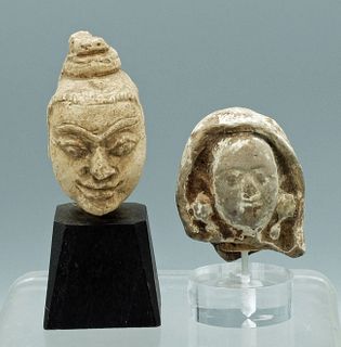 Pair Han Dynasty Tomb Figure Heads