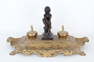 Bronze/Brass Figural Inkwell