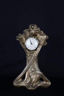 Art Nouveau Bronze FIgural Clock