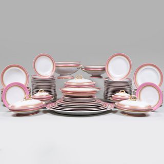 Extensive Worcester Pink Ground Porcelain Table Service
