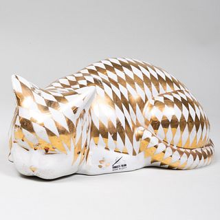 Piero Fornasetti Gilt-Decorative Porcelain Cat