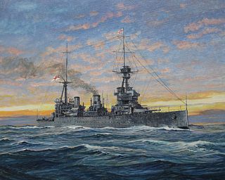 Brian Sanders (B. 1937) "HMAS Australia" Original
