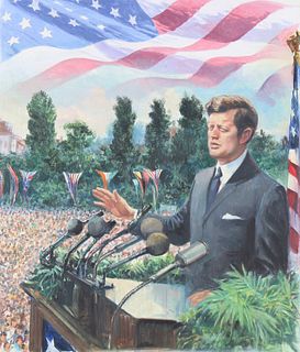 Dennis Lyall (B. 1946) Kennedy's Speech in Berlin