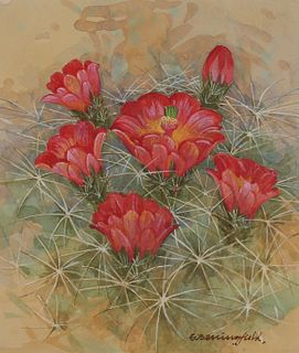 Gordon Beningfield (1936 - 1998) Claret Cup Cactus