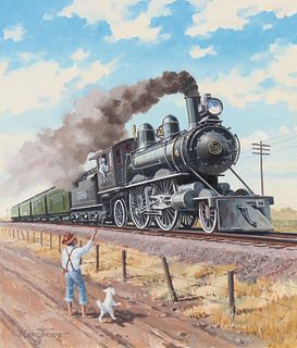 J. Craig Thorpe (B. 1948) "Iowa Locomotive" Oil