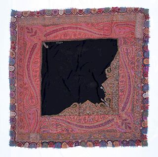 19th C. Kashmir Shawl: 5'11" x 5'10" (180 x 177 cm)