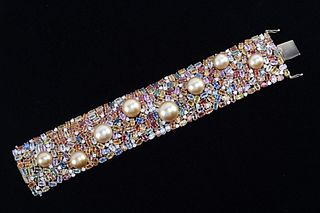 South Sea Pearl, Diamond, & Sapphire Bracelet