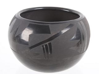 Santa Clara Pueblo Black on Black Pottery Vessel