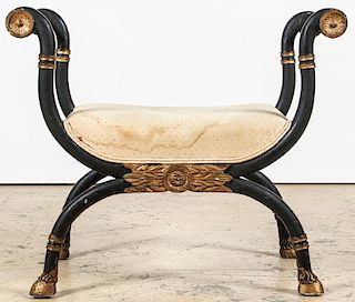 Antique Empire Curule Base Throne Chair