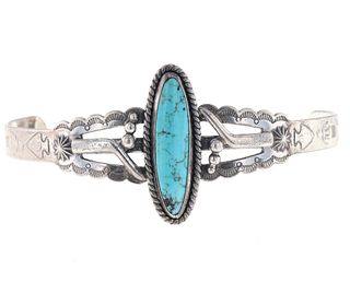Navajo Route 66 Sterling Silver Turquoise Bracelet