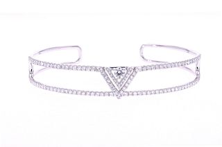 Split Bangle Diamond & 18k White Gold Bracelet