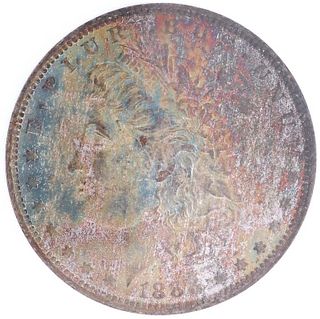 1888-O Morgan Silver Dollar MS 63 NGC Rainbow Tone