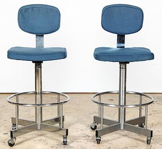Pair Vintage Steel Drafting Chairs