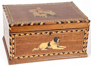 Antique Marquetry and Decoupage Trinket Box