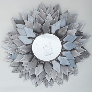 Monumental Zinc Flower Petal Mirror, of Recent Manufacture