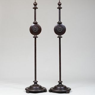 Pair of Couturier Bronze Floor Lamps